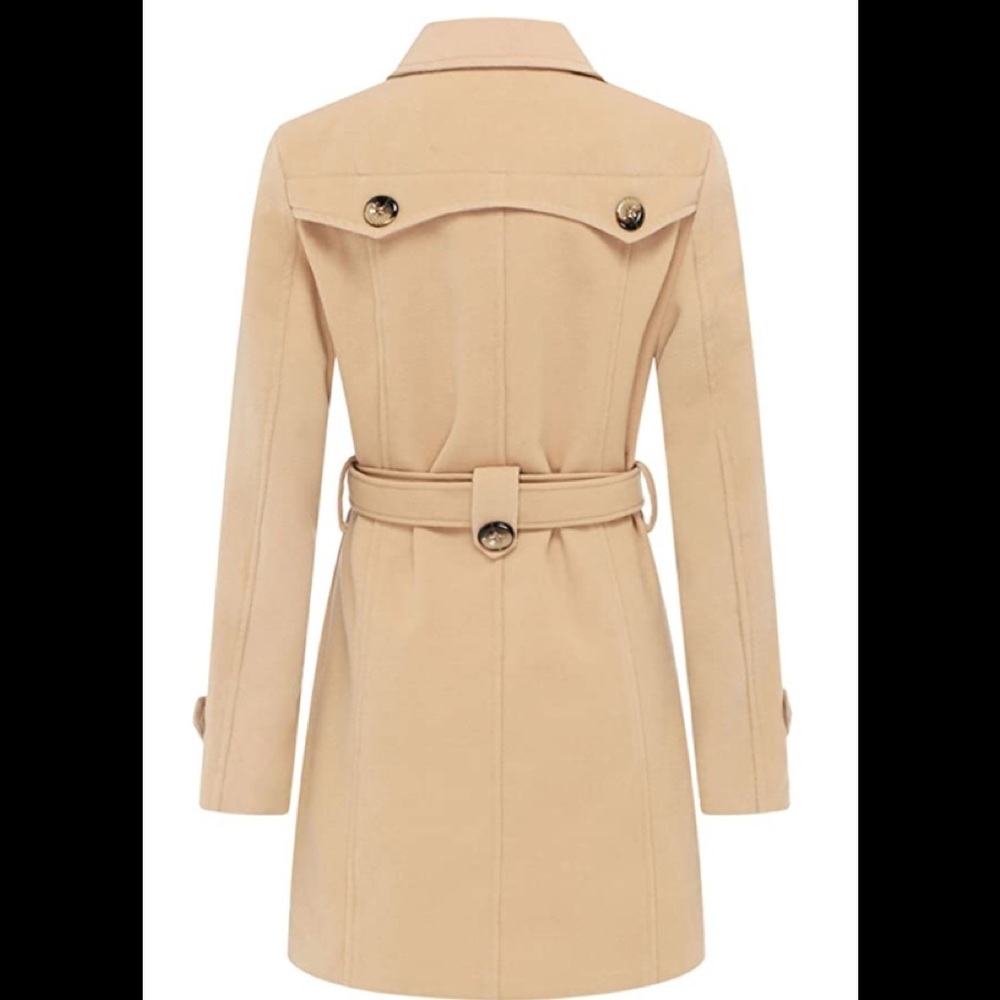 New Women's Double Breasted Trench Coat Winter Mid-Long with Belt - Picture 2 of 4